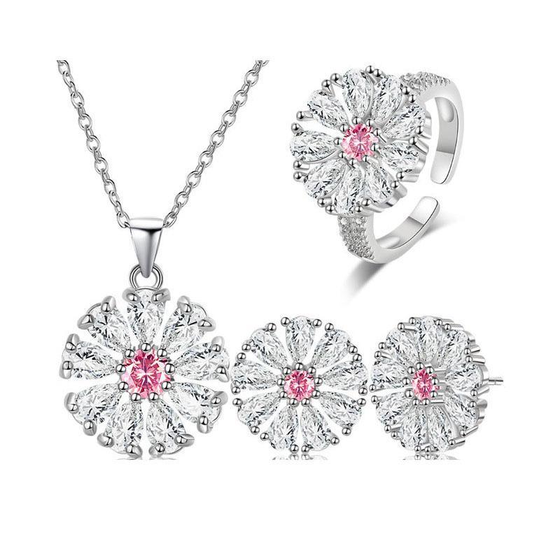 High Quality Silver Plated Crystal Necklace Set