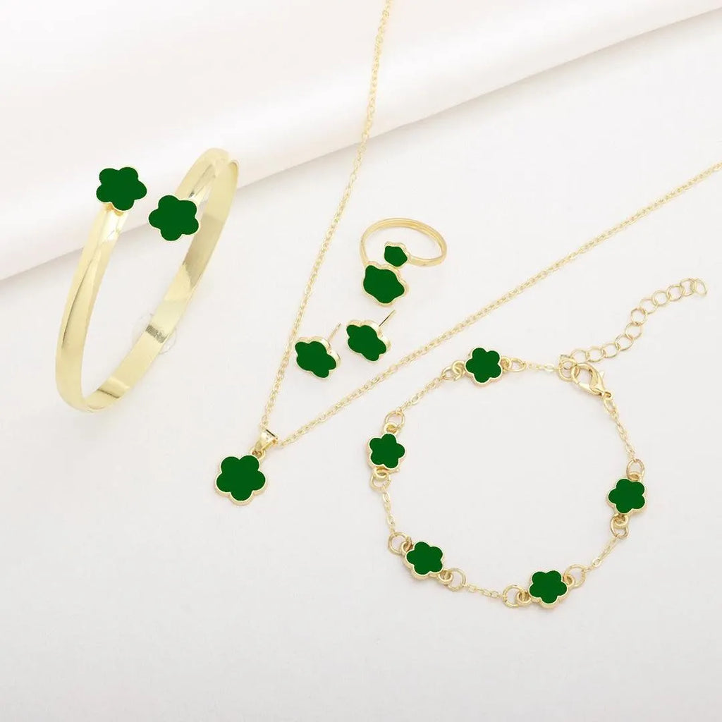 Flower Design Resin Plating Resin Necklace And Bracelet Set